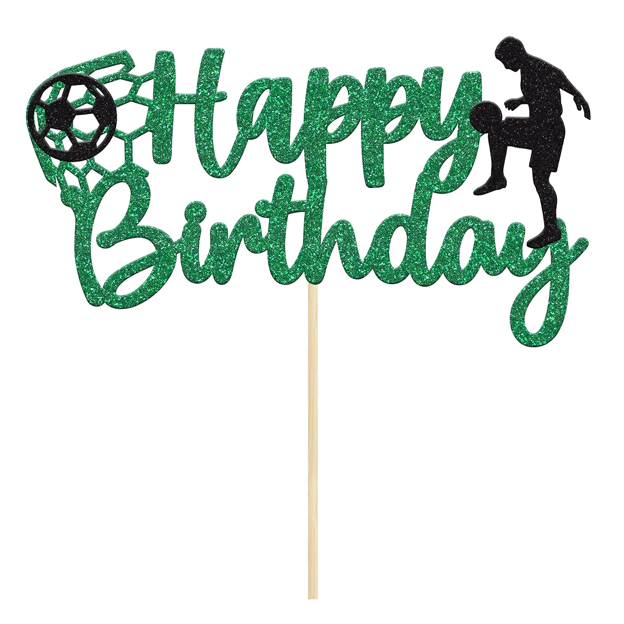 1pc Cake Topper Happy Birthday Sign Soccer Player Cake Topper For Sports Themed Birthday Party Decoration Supplies For Christmas,newyear,valentine,party Events