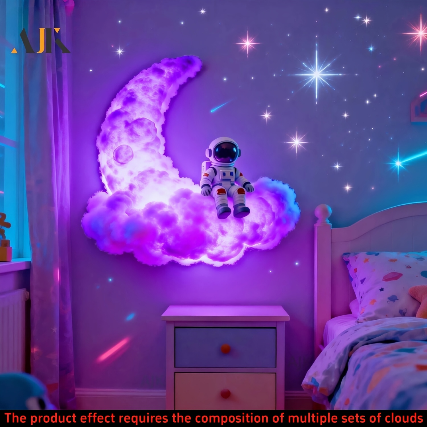 Astronaut Moon Decorative Light, RGB Thunder Cloud Light
