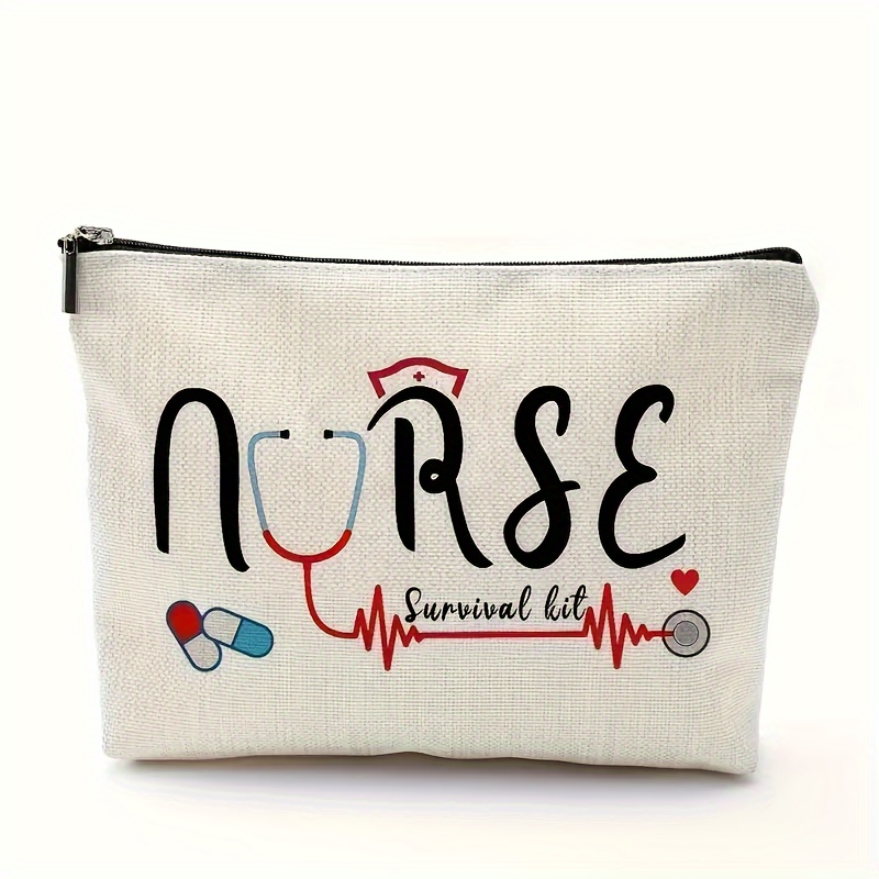 

Unisex-adult Linen Nurse Survival Kit Cosmetic Bag With Zipper Closure - Unscented, Non-waterproof Makeup Pouch For Storage And Travel