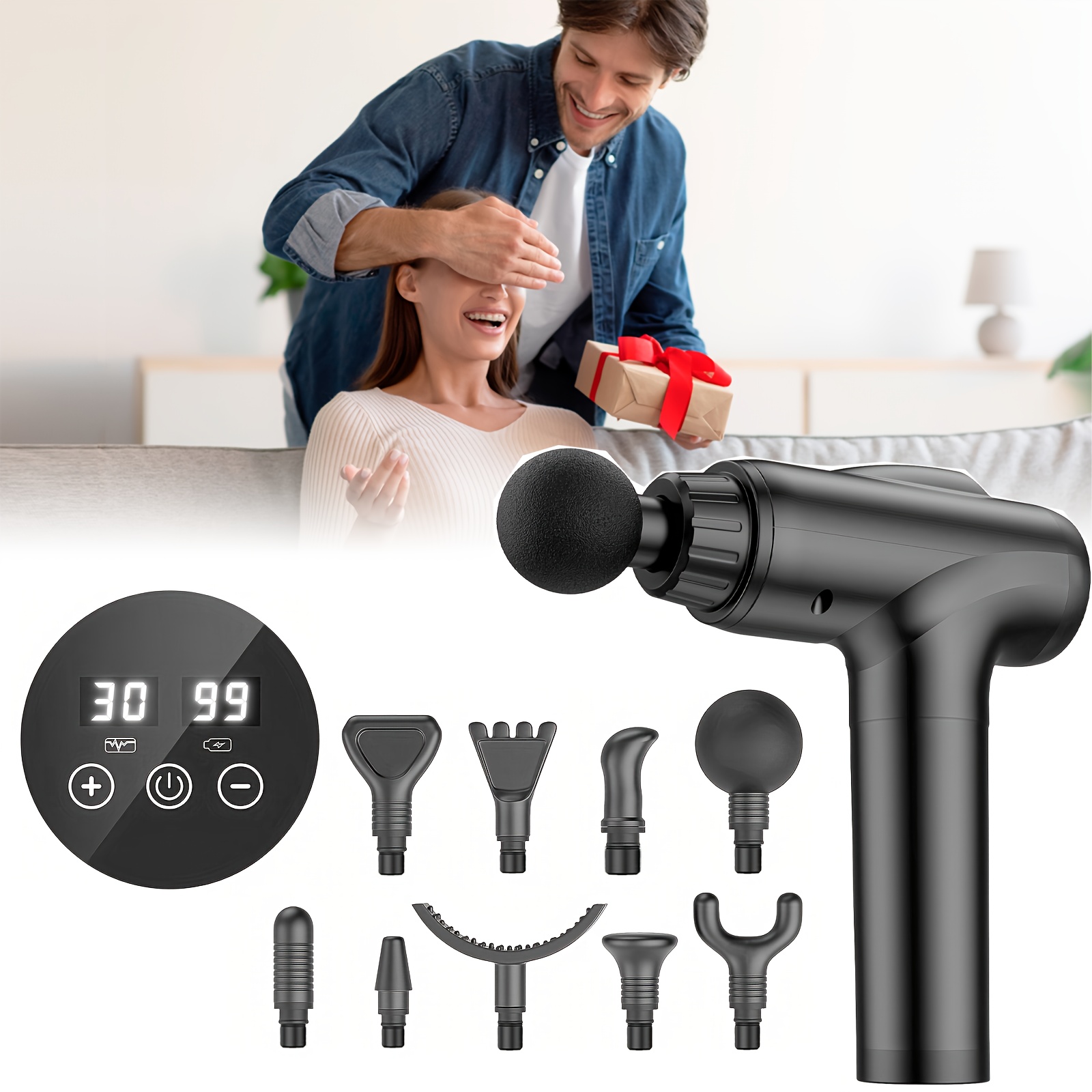 

Massage Deep Tissue, Percussion Massage With 9 Attachments & 30 Speed, Handheld Electric Back Massager, Gifts For Dad/mom