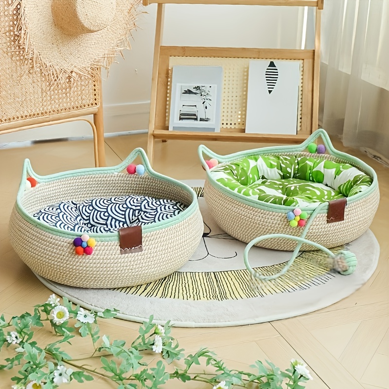 2 in 1 cat scratching board and bed combo with   colored ball accessories durable and reusable mat space saving design suitable for cats and small dogs   households cat scratching   furniture for pets   Product details 1