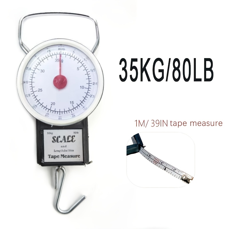 TEMU 2-in-1 Hanging Spring Scale & Tape Measure Multifunctional - -sided Hanging Scale And 1-meter Tape, Lightweight Plastic With Hanging Hook