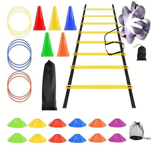 outdoor ladder set football soccer training equipment set ladder umbrella marking cone training cone and storage cone used for speed agility training sports fitness