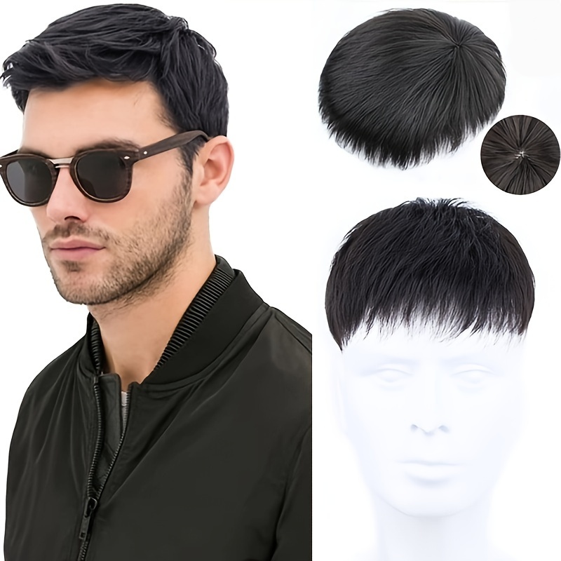 

Men's Short Straight Synthetic Hair Wig - Natural Look, Crew Cut Style For Balding & Thinning Hair