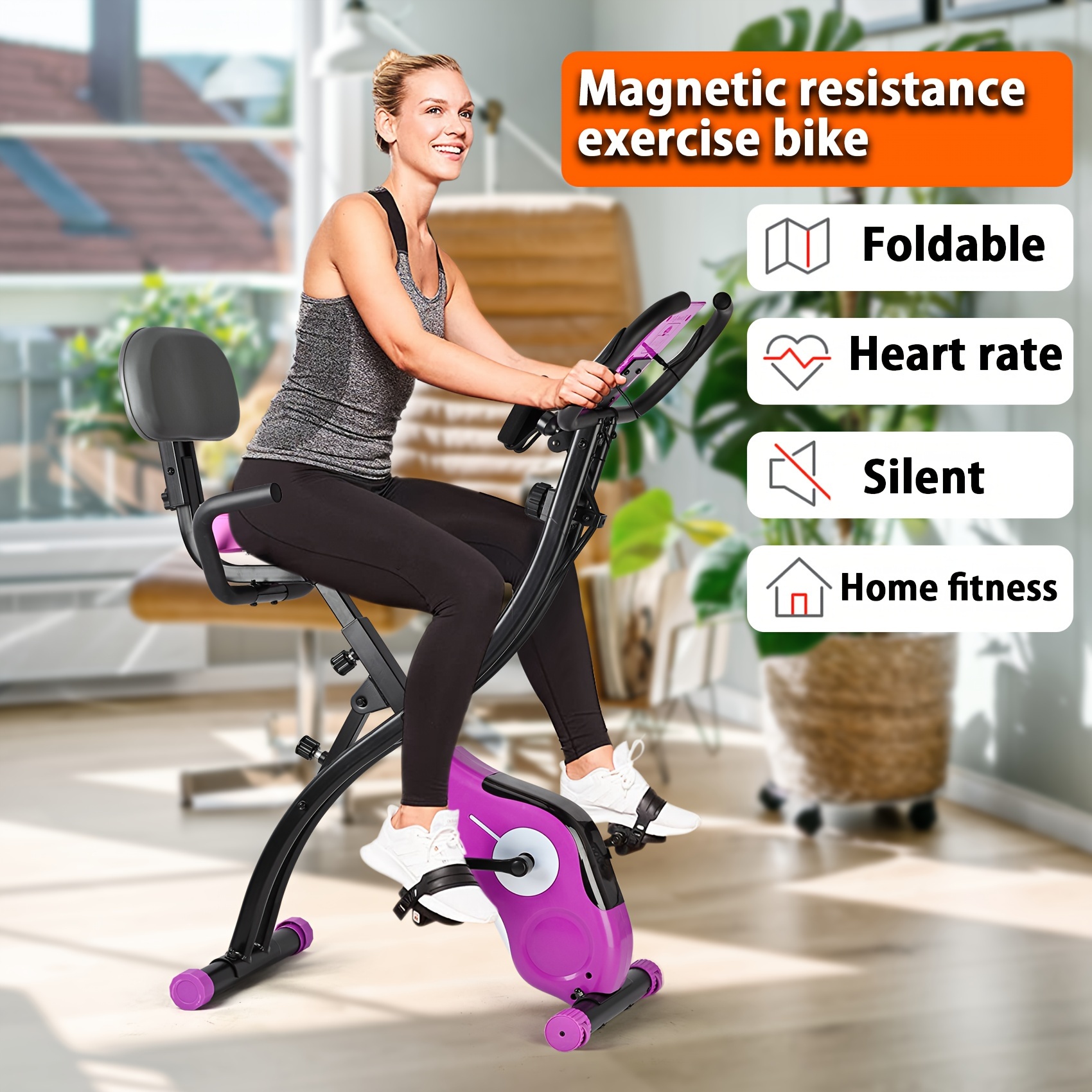 

Multi-functional Magnetic Folding Exercise Bike - 8-level Magnetic Tension, Heart Rate Tracking, Lcd Display, And Tablet Holder For An Cardiovascular Workout At Home