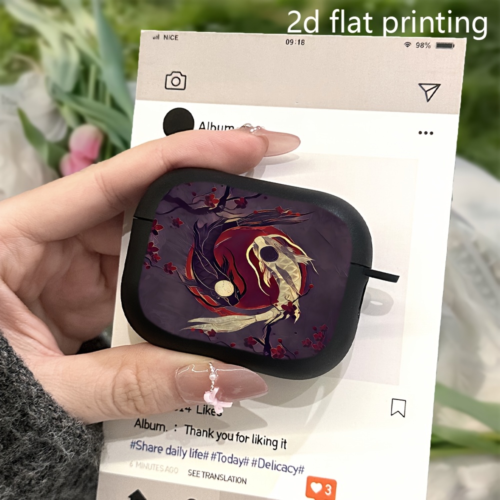 TEMU [2d Flat] Creative Playing Pattern Earphone Case Suitable For Airpods 4, For Airpods 3, For Airpods Pro 2, For Fashion Birthday Gift Unisex