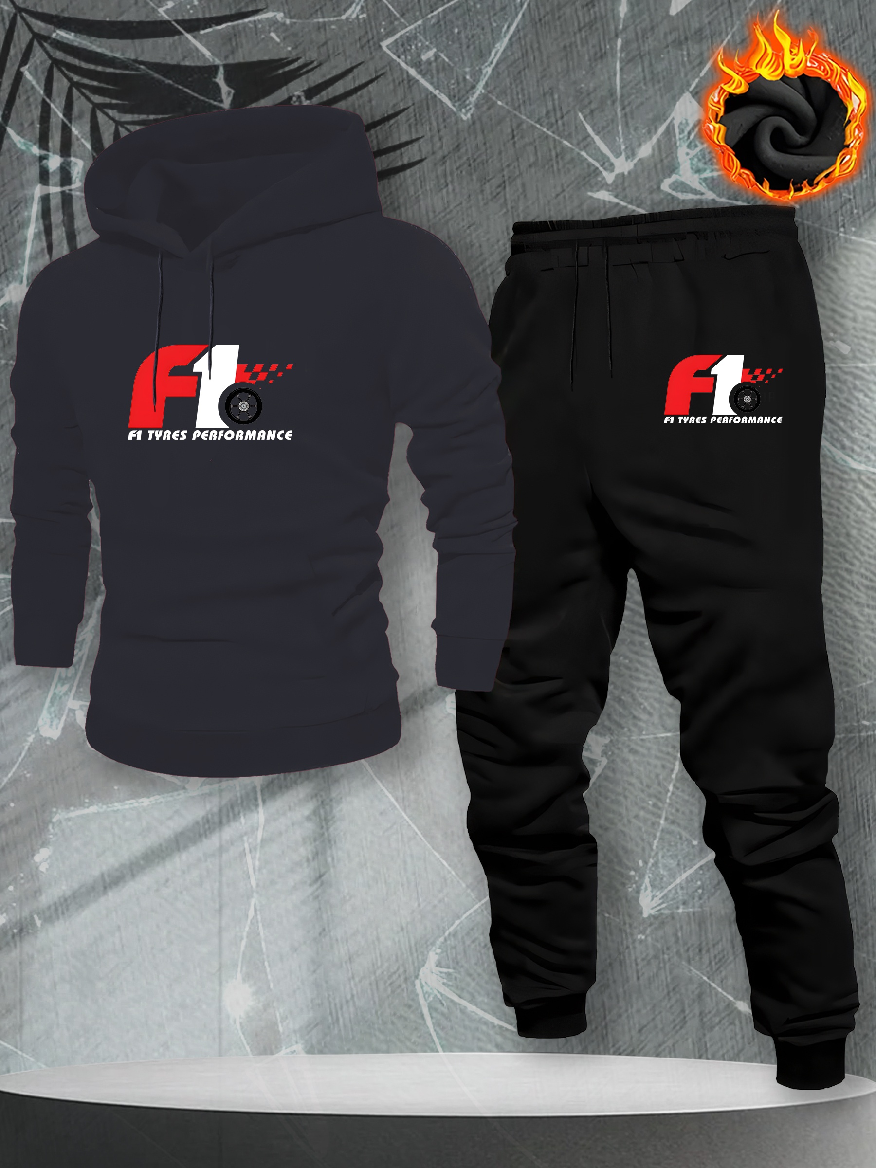 Heren hoodie en broek set met stijlvolle print