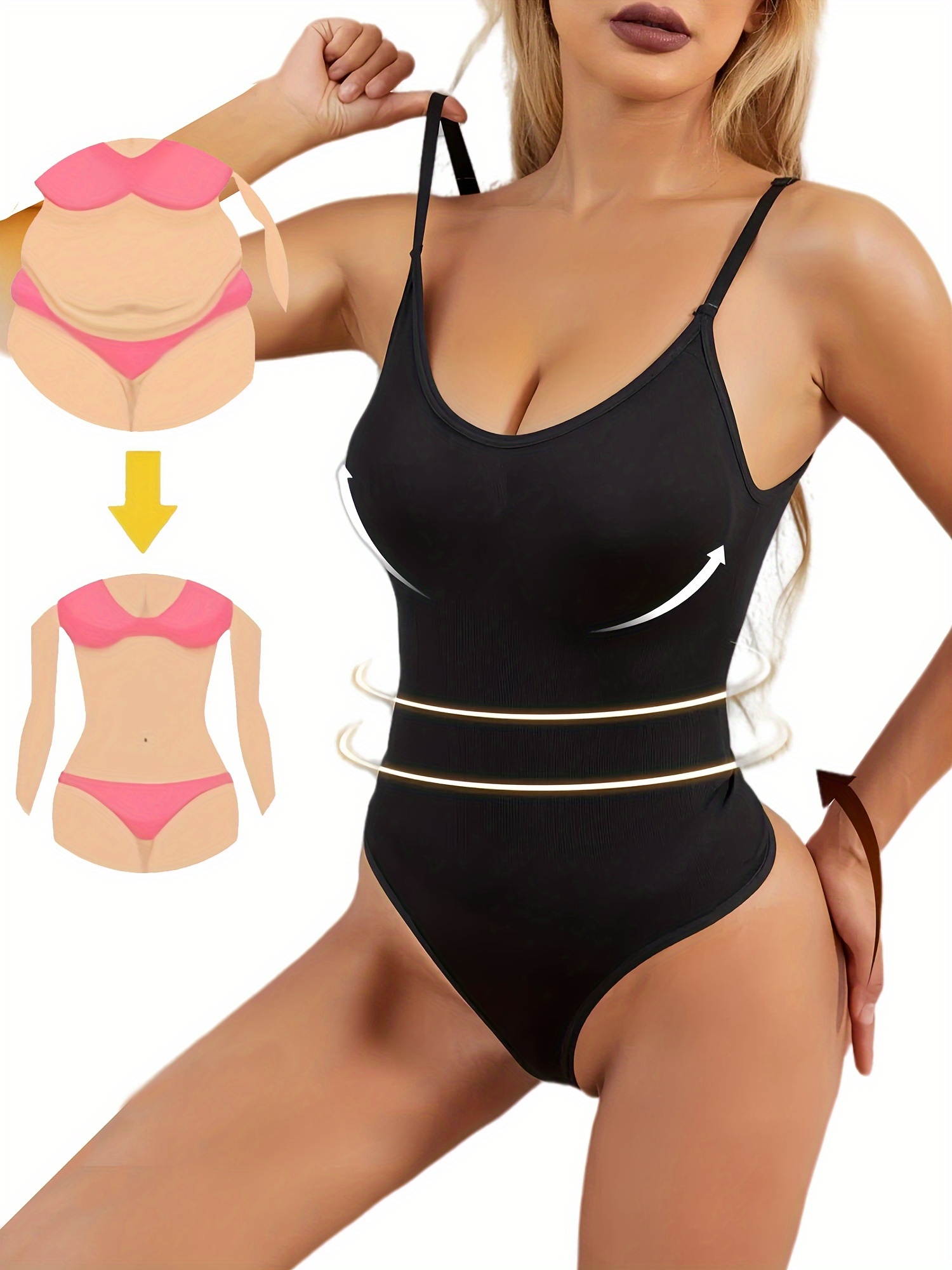 Women's Sexy Shapewear Bodysuit, Plus Size Hook & Eye Tummy Control Butt  Lifting Slimming Body Shaper - - Temu