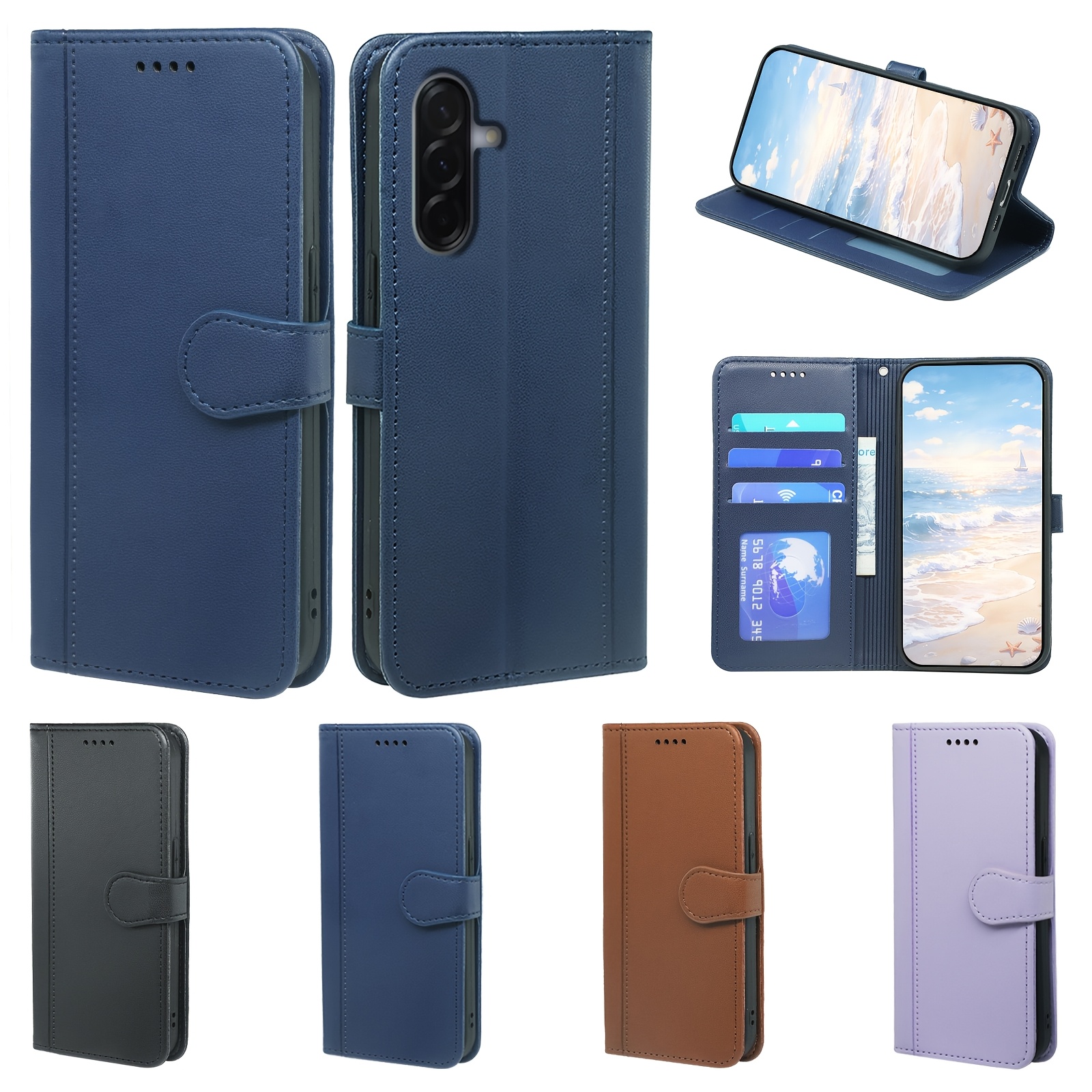 TEMU Phone Case - Portable Flip Cover Compatible With Galaxy A57 5g Wallet Mobile Phone Case, With Card Slot And Photo Frame Bracket, Multiple Colors