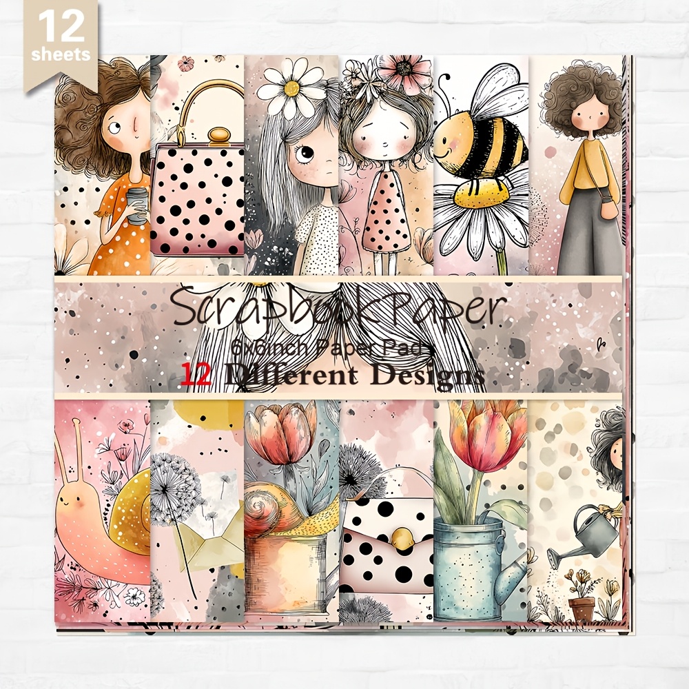 TEMU A Set Of 12 Sheets Of 6x6 Inch Paper, Card Making, Journaling, And Diary Scrapbooking. This Decorative Paper Is Ideal For Origami, Serves As A