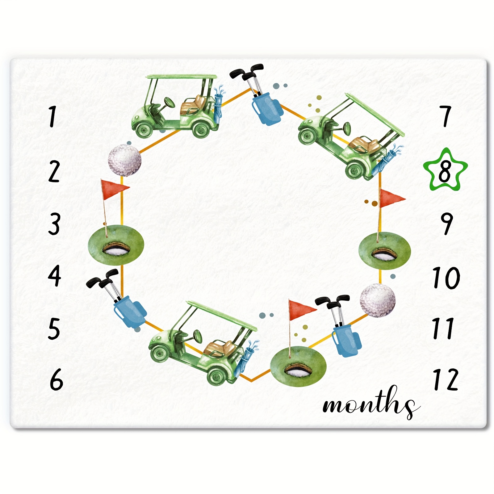 1pc Golf Print Monthly Milestone Blanket Green Neutral Decoration Blanket Nap Blanket