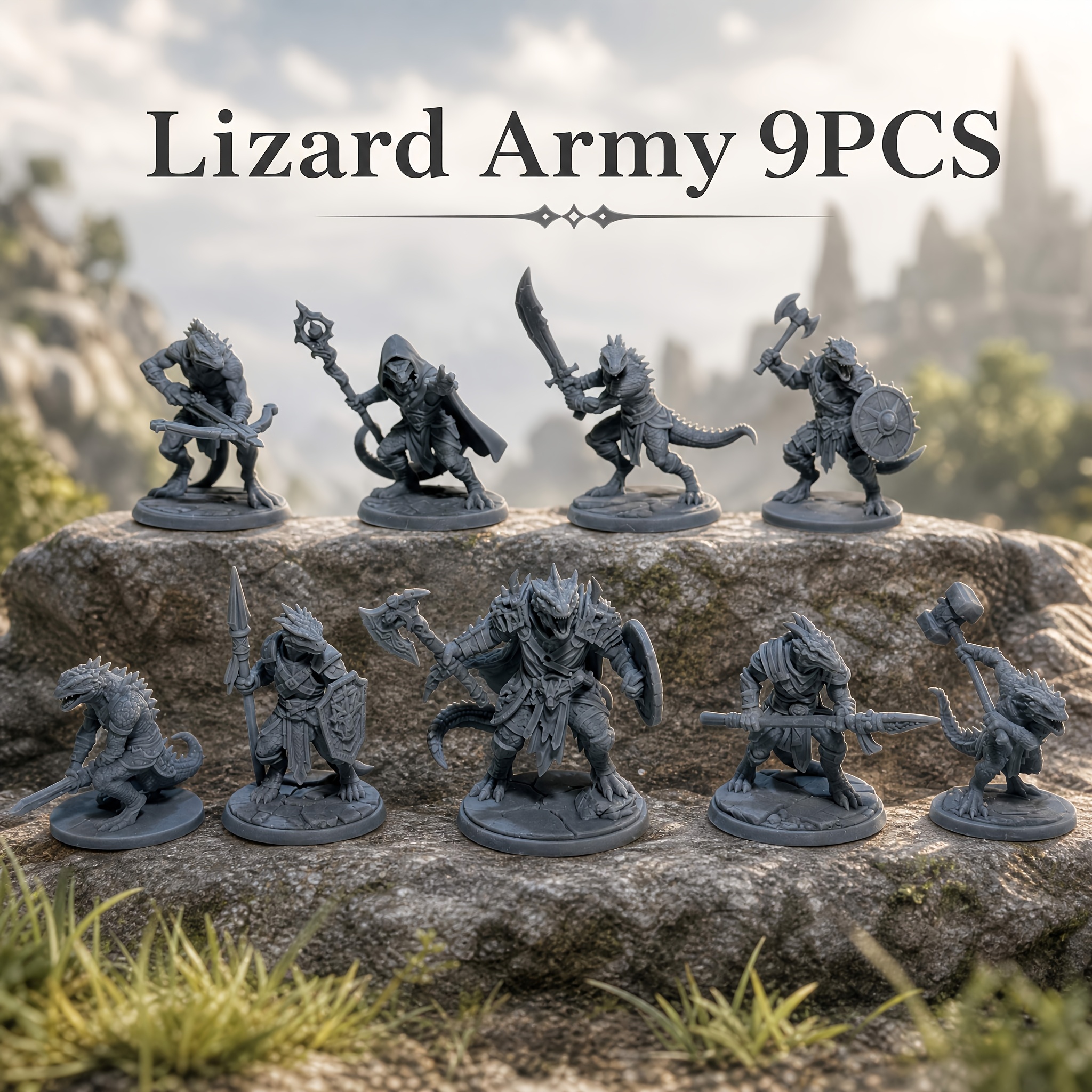 TEMU 9pcs Army Set, Rich Details Suitable For Rpg Model Collection And Painting And Coloring. Rpg Miniature