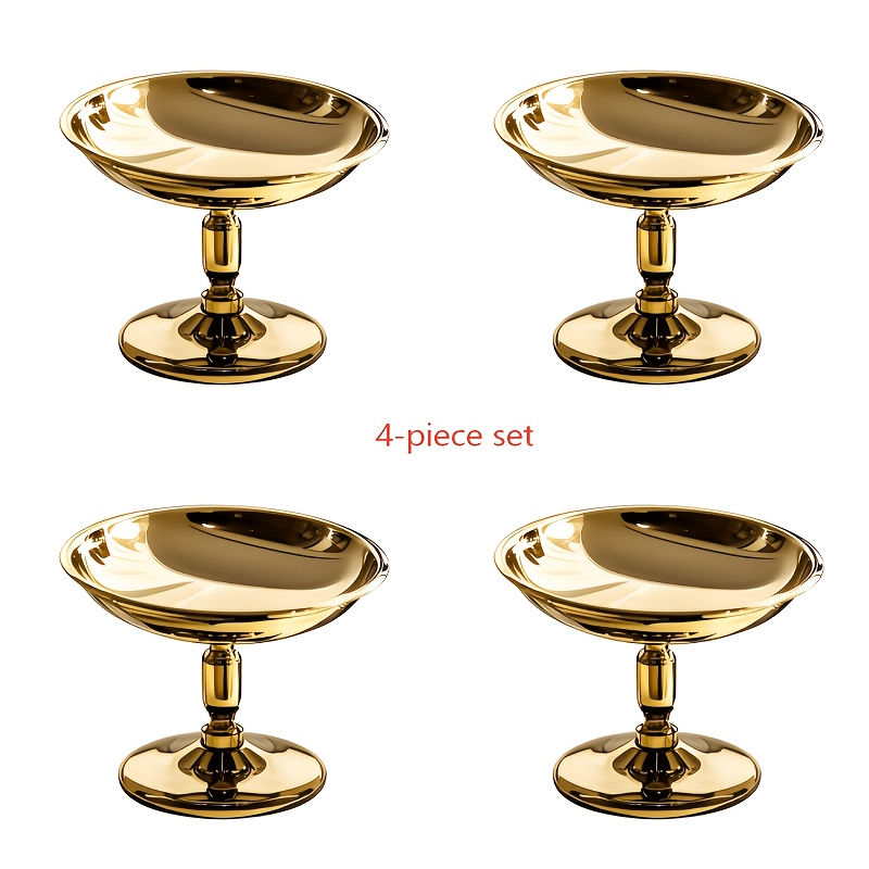 TEMU 4pcs Stainless Steel Dessert Cup, High Footed Ice Cream Cup, Dessert Bowl, Mirror Polished, Pudding Cup, Suitable For Mousse, Cake, Party Bars,