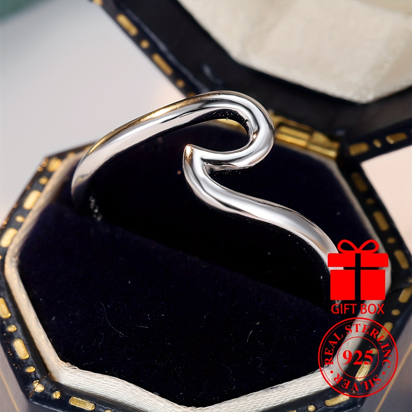 Ocean Wave 925 Sterling Silver Ring - Perfect Gift for Her And Him