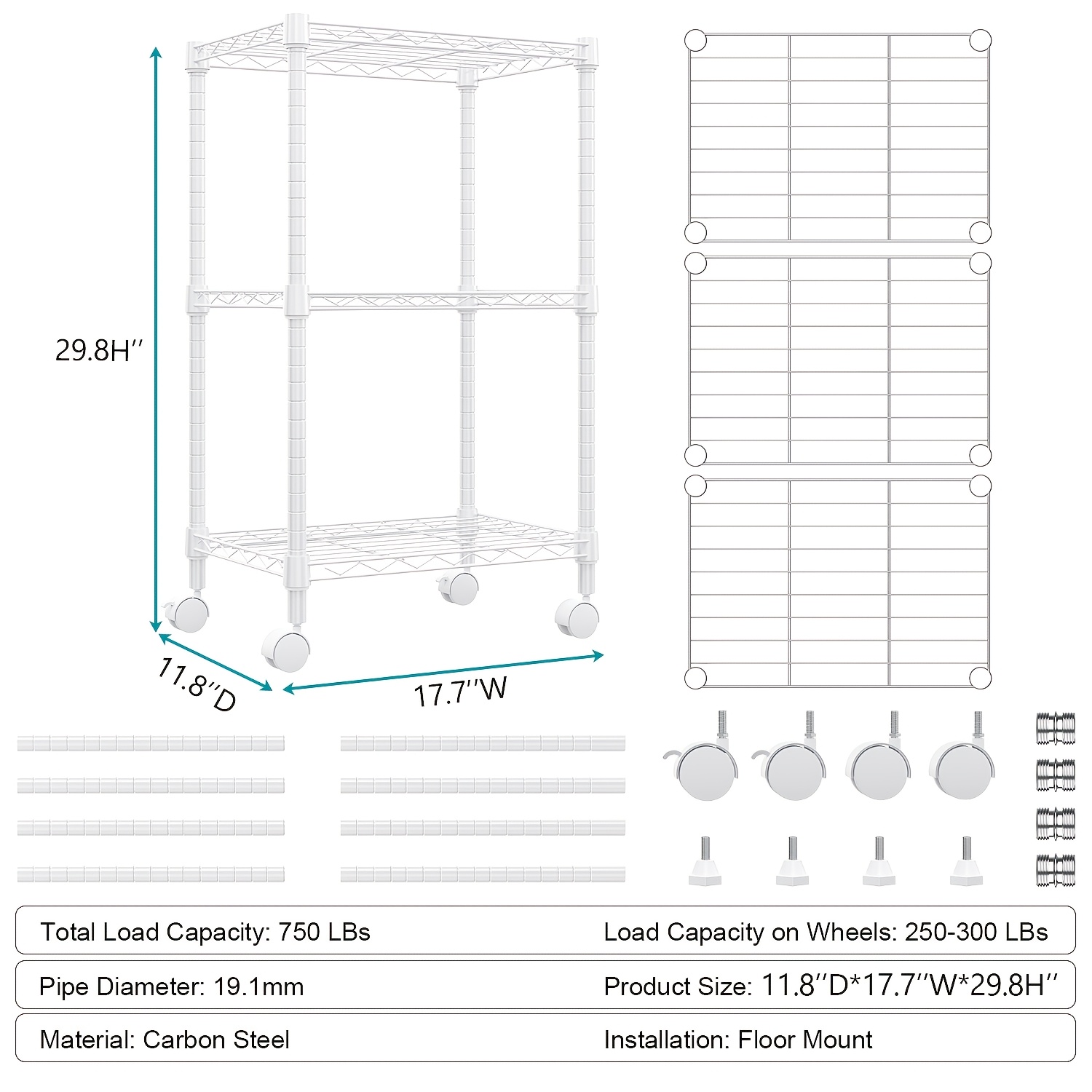 TEMU Mzg[heavy Duty Storage Shelving] 2000 Lbs 5/ 4/3 Tier Heavy Duty Metal Wire Storage Shelving Unit Adjustable Standing Organizer For Kitchen