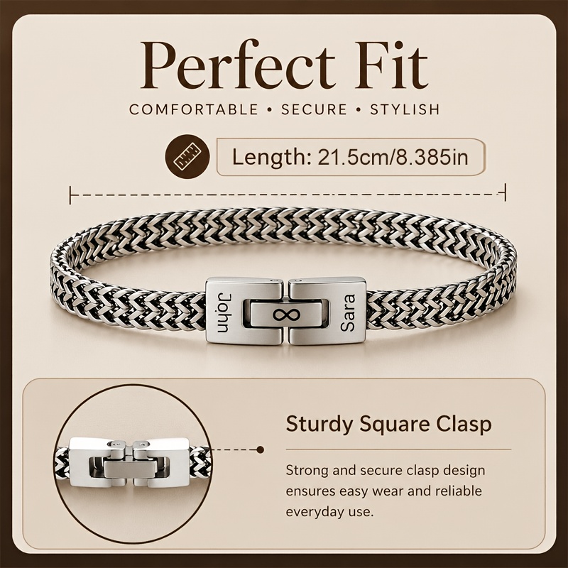 Personalized Vintage Stainless Steel Engravable Men's Bracelet