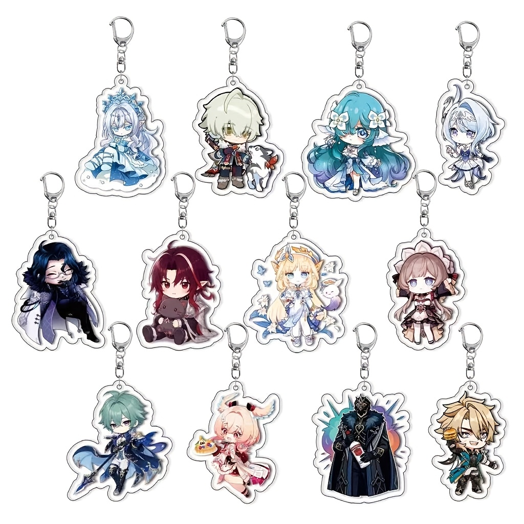 TEMU 2d Flat, 2d Flat 12pcs Set Voyagina Acrylic Keychain, Collecting, Exquisite Bag Keychain Accessory For Christmas, Christmas Eve, Halloween,