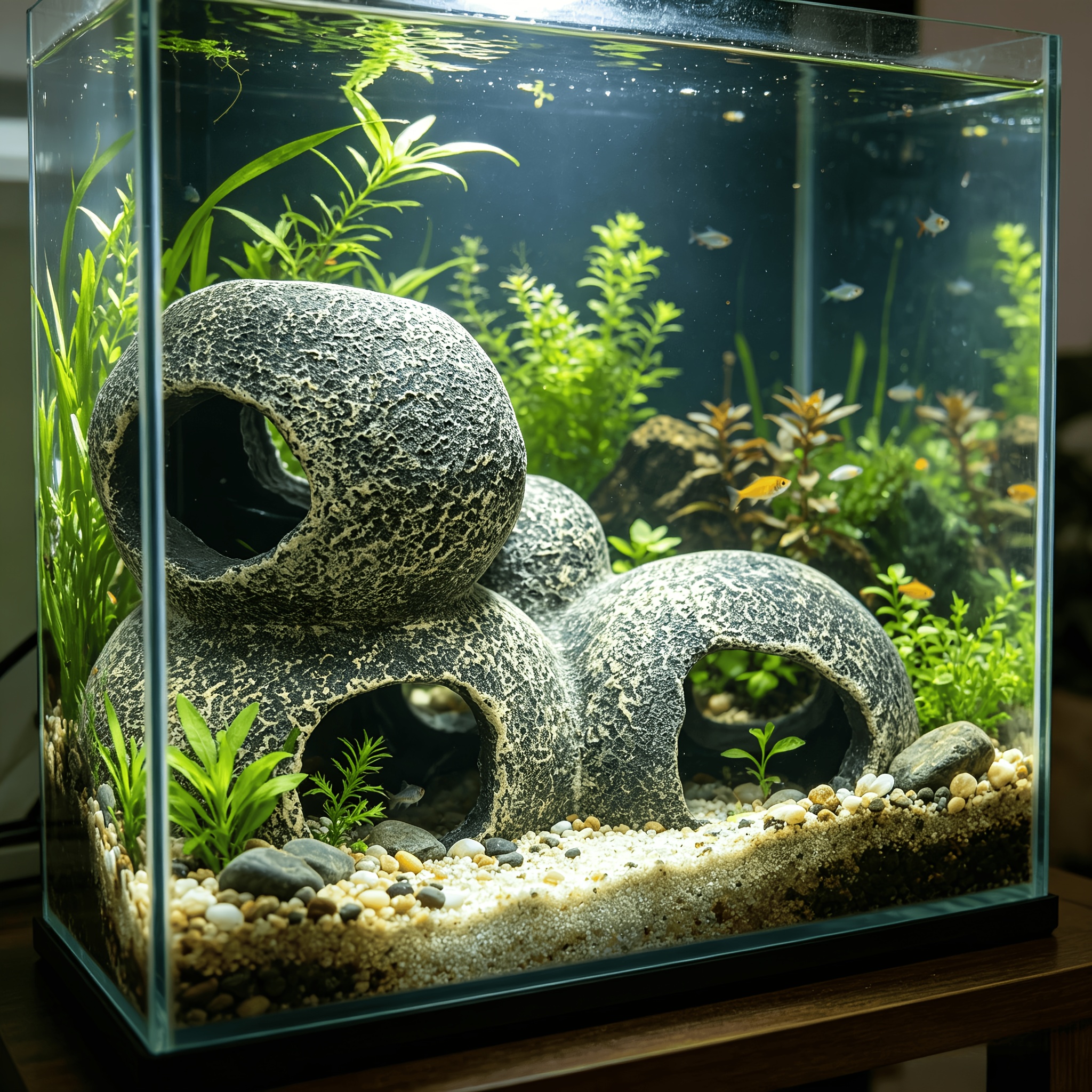 aquarium stone hideout cave   fish shrimp shelter tank landscape ornament breeding house