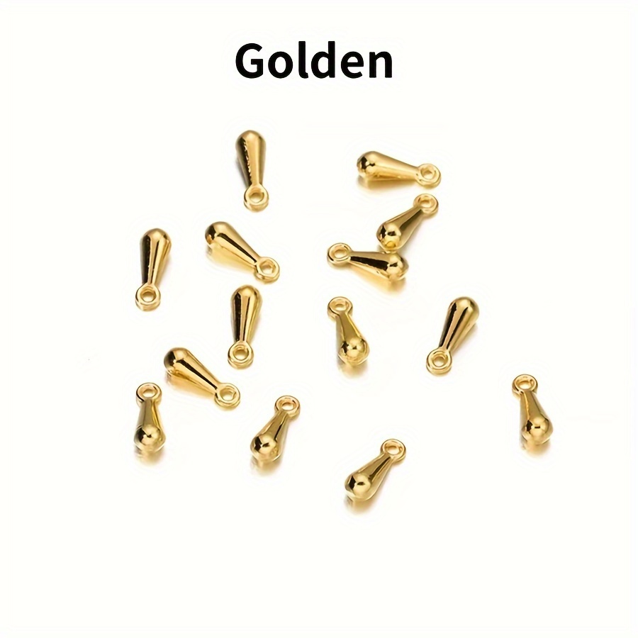 TEMU 50 pièces/Lot Perles Pendentifs Dorées et Argentées 2*7mm pour Chaînes de Longueur Extensible Accessoires DIY Bijoux