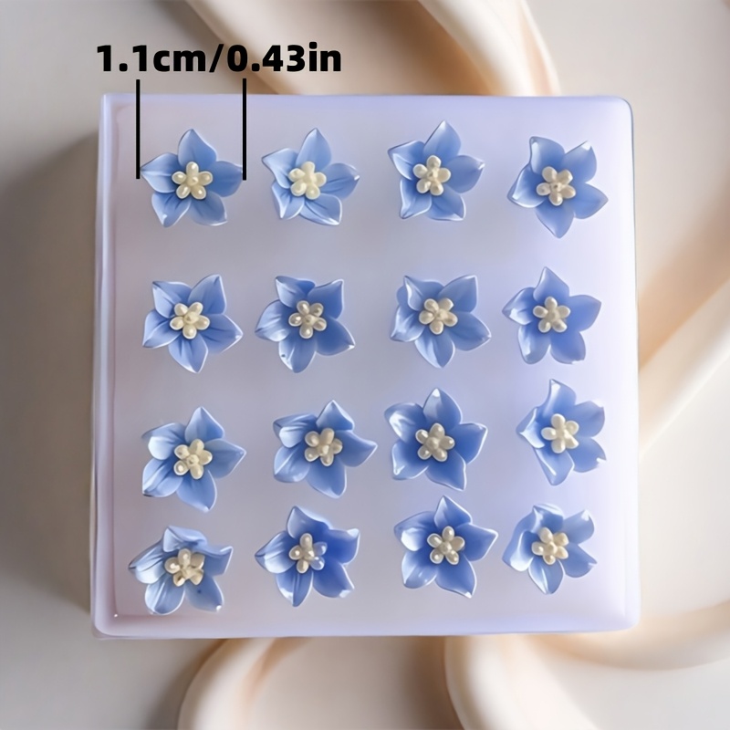 16pcs Camellia Flower Resin Stud Earrings in Box