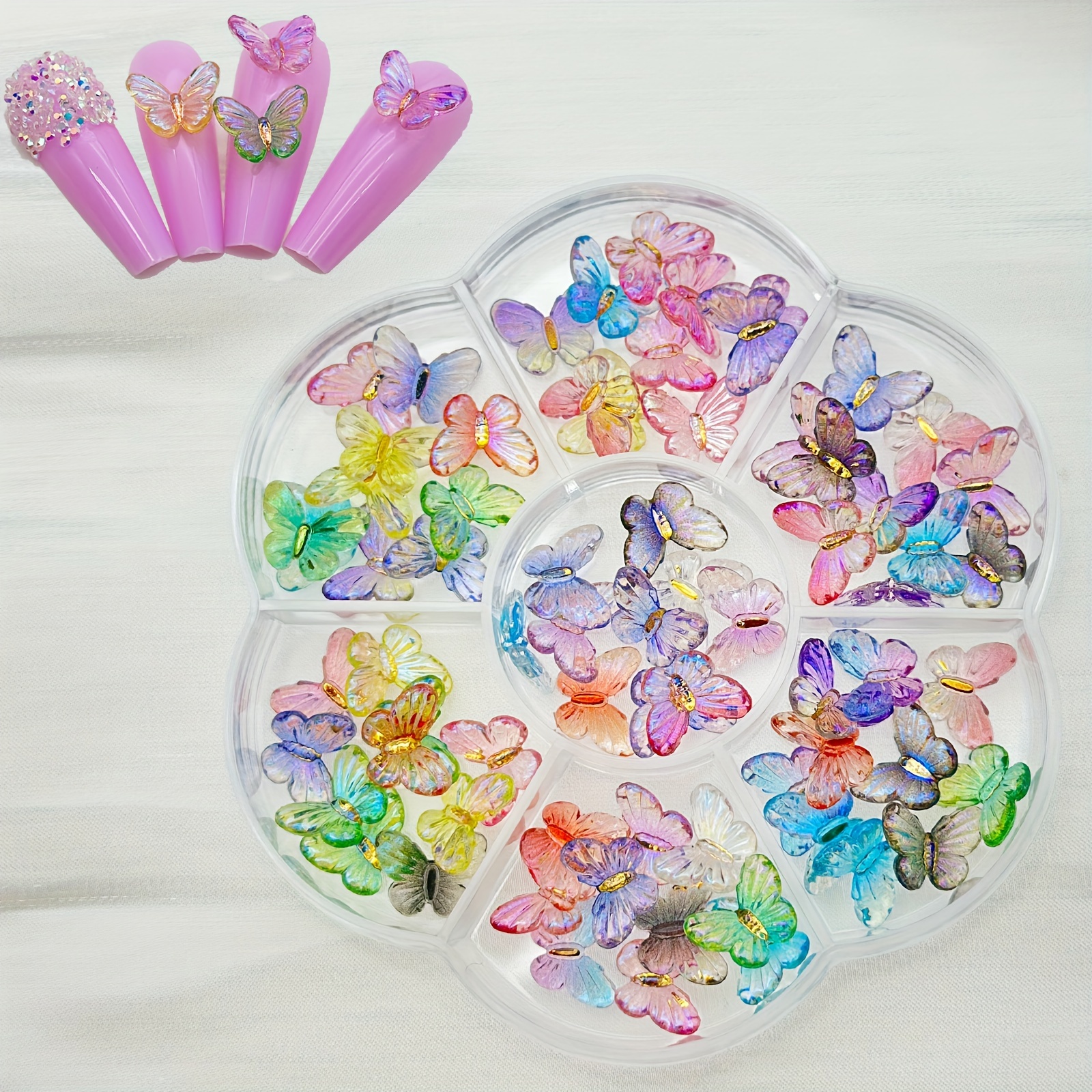 

70 Pcs Colorful Butterfly Nail Charms, 3d Resin Butterfly Nail Art Decorations, Cute Kawaii Nail Art Accessories, Women's Nail Design Supplies For Diy Manicure Decor