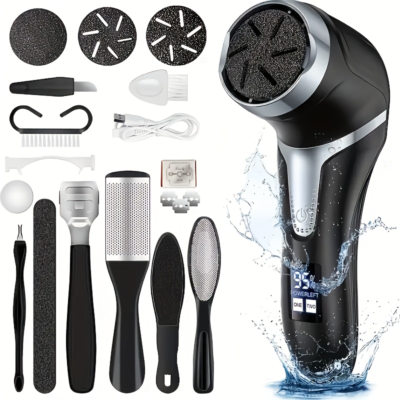 TEMU Rechargeable Electric Foot Remover, Portable Electronic Foot Scrubber With 10pcs Pedi Set, Professional Foot Care For Dry, Hard, Cracked Dead