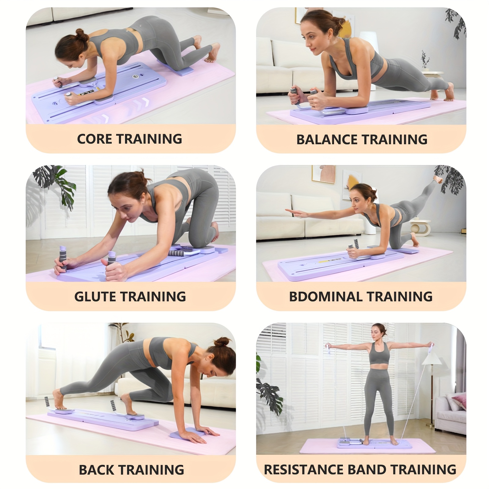 5 in1 pilates board for home foldable reformer machine pilates equipment foldable reformer pilates machine for home workout multifunctional ab exercise board purple details 4