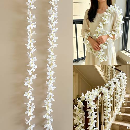 2pcs luxury extra long artificial flower garlands practical hanging floral decorations for indoor outdoor home wedding hotel party festival resistant