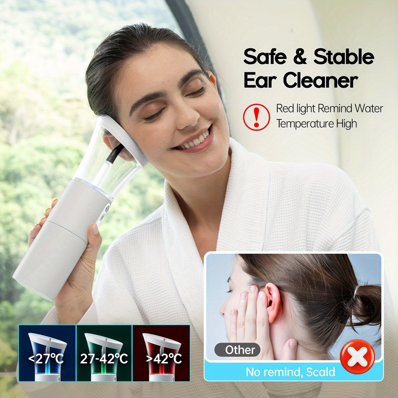 

4 Of Safety Warning, Ipx6 Waterproof, 5 Nozzle Ear Cleaner, Adult Ear Wash, Children's Remover