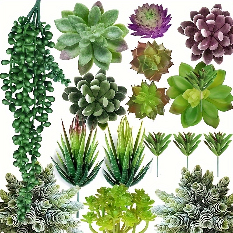

16pcs, Artificial Succulent Plants, Unpotted Fake Succulents, High-quality Handcrafted Diy Flower Decor For Home Garden Office Parties, Realistic Design
