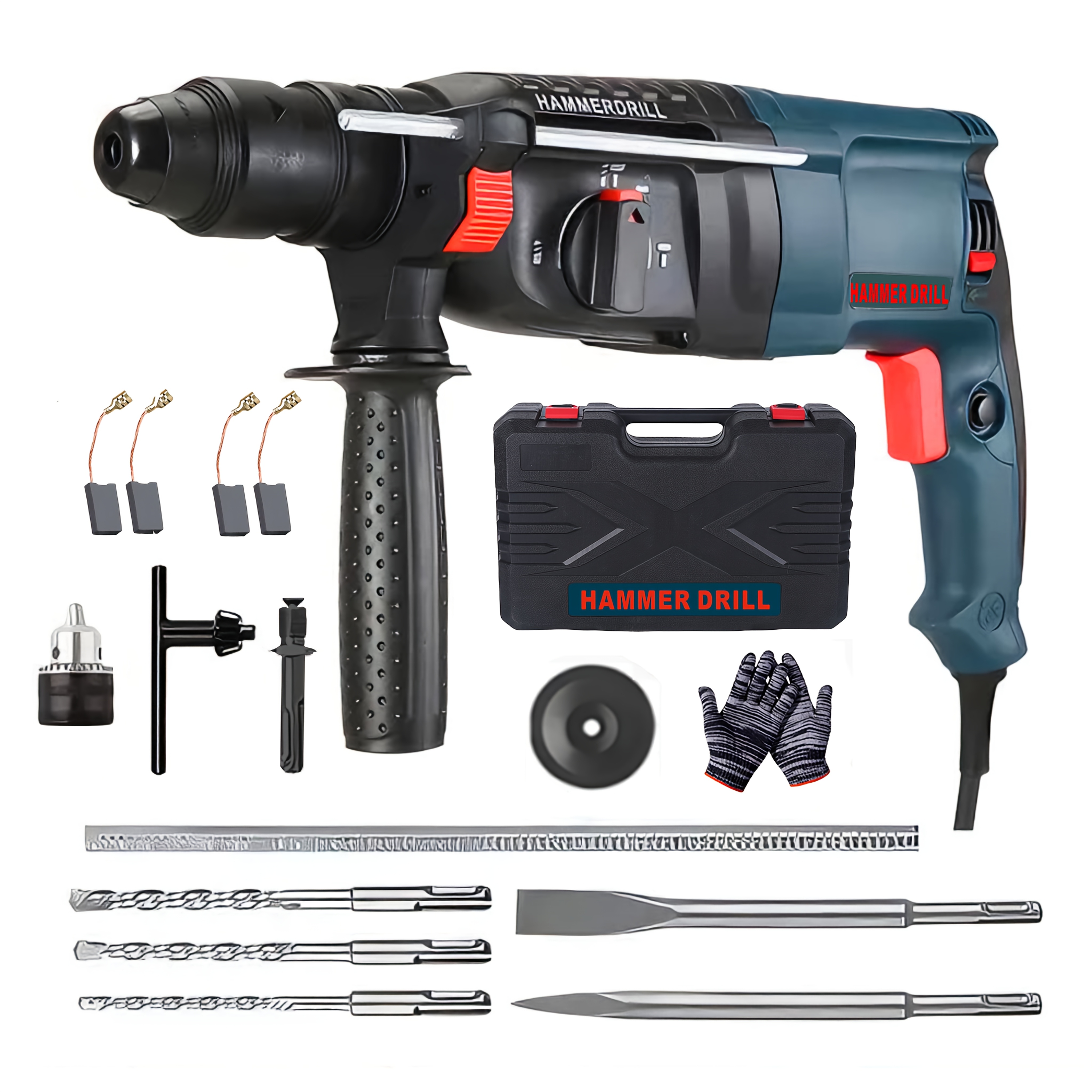 3 in 1 rotary hammer drill rotary hammer set electric removal drill electric rotary hammer drill concrete rotary hammer light electric hammer   a rope wall drilling compatible with sds plus bits hammer drill electric drill