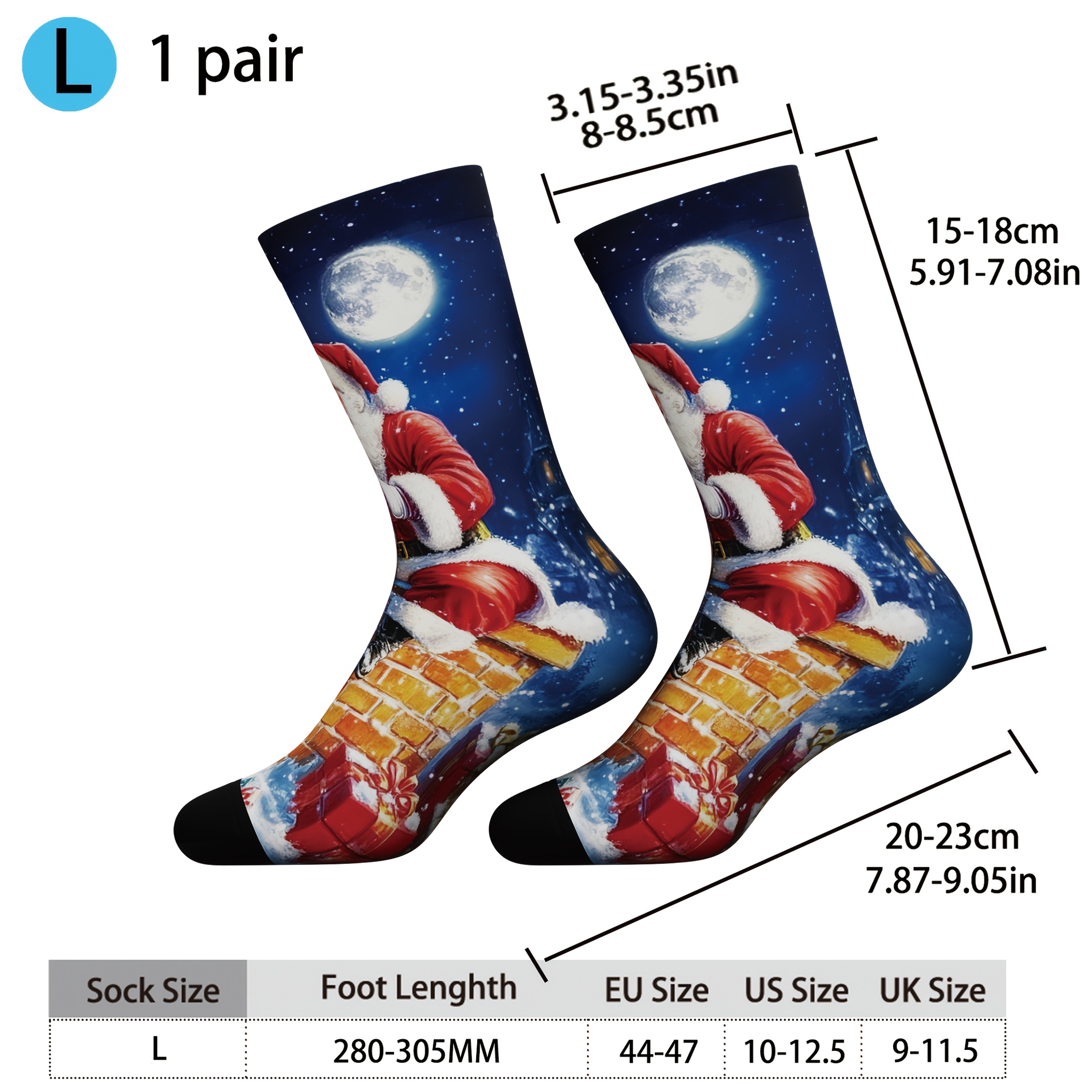 TEMU 1 Pair Santa Claus Pattern Socks For , Soft Comfortable Breathable Unisex Novelty Socks, Design Fashionable And Unique, Enhancing Family