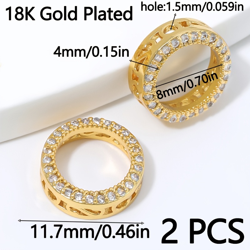 TEMU Lot de 2 entretoises perles à cadre rond en laiton, connecteur de perle enveloppée à trou traversant, accessoires de fabrication de bijoux DIY