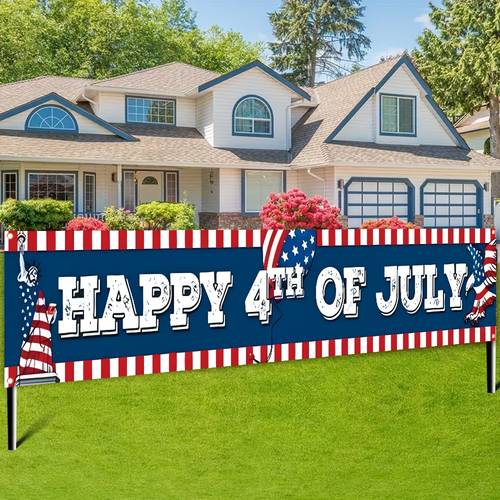 1pc decoration flag 180cm 40cm 70 8 inches 15 7 inches happy 4th theme decoration flag statue of american flag decoration supplies polyester wall and fence decoration supplies