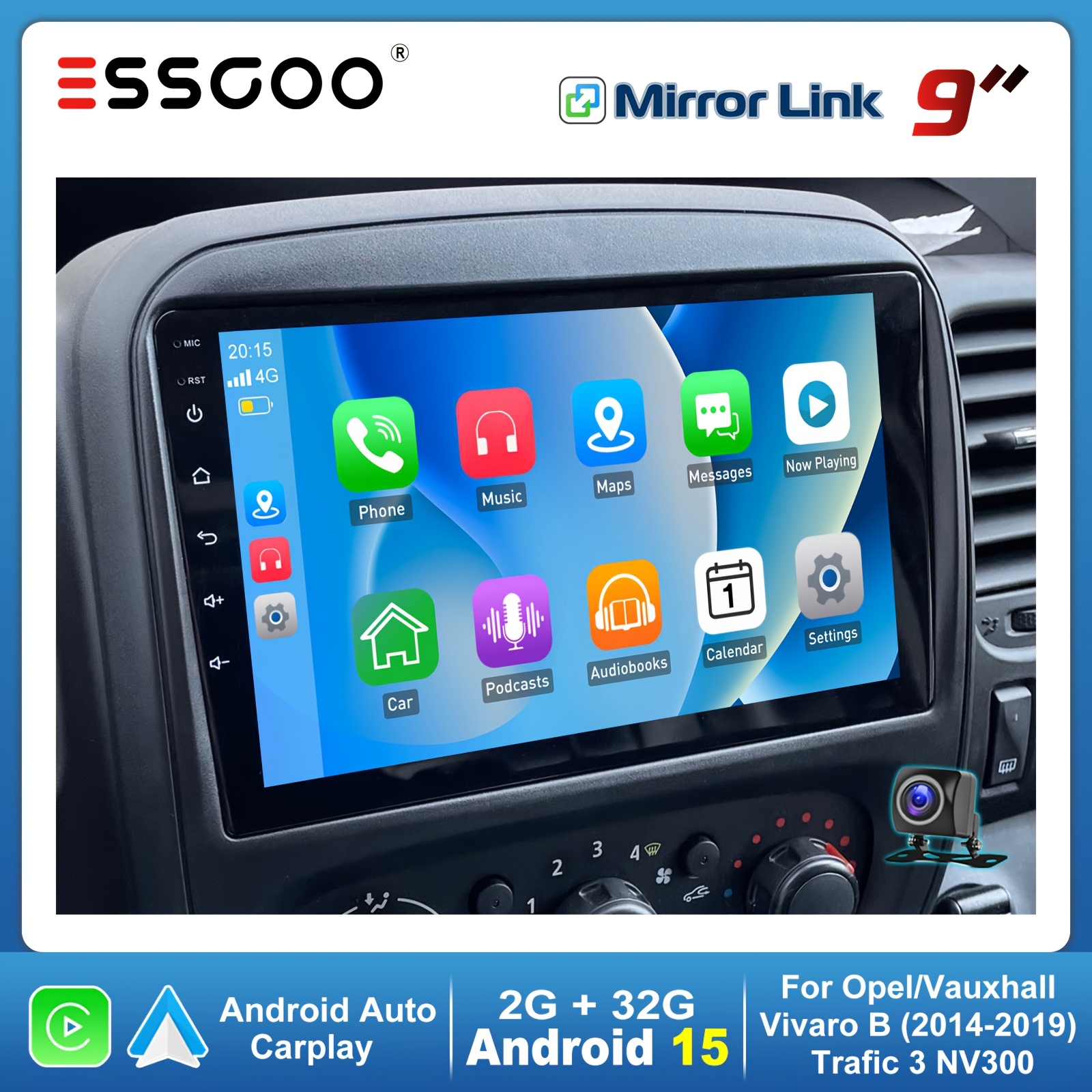 Image of Essgoo 15 2+32g Car Stereo Radio For B 2014-2019, Renault Trafic 3 | 9 Inch Ips Touch Screen With , Auto, Gps/wifi/fm Rds/usb/eq/steering Wheel Control/ With Ahd