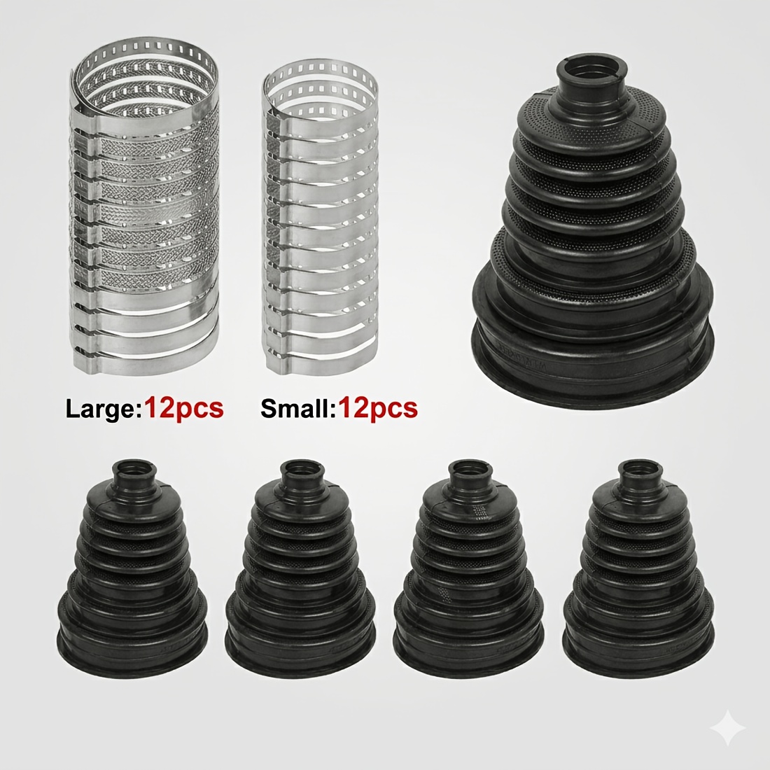 5pcs Universal Cv Boot Kit Shaft Velocity Joint Cover With Stainless Steel Clamps