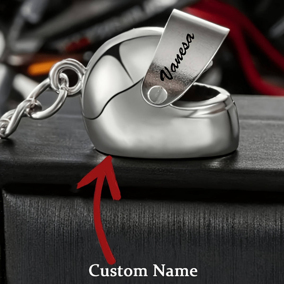 TEMU 1pc Style Personalized Stainless Steel Motorcycle Keychain, Stylish -shaped Keychain, Custom Engraved Name/initial Keyring, A Unique Birthday