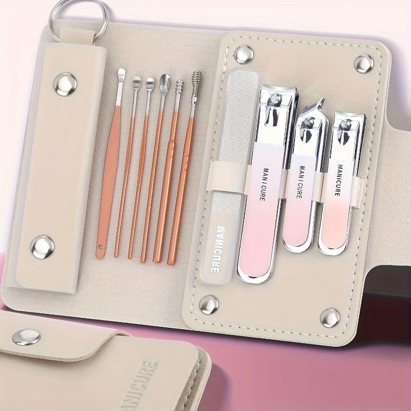 10pcs luxury manicure and pedicure set anti splash nail clippers ear digging spoon nail file stainless steel nail scissors professional quality tool kit for beauty care tools for travel or home gift Product details 2