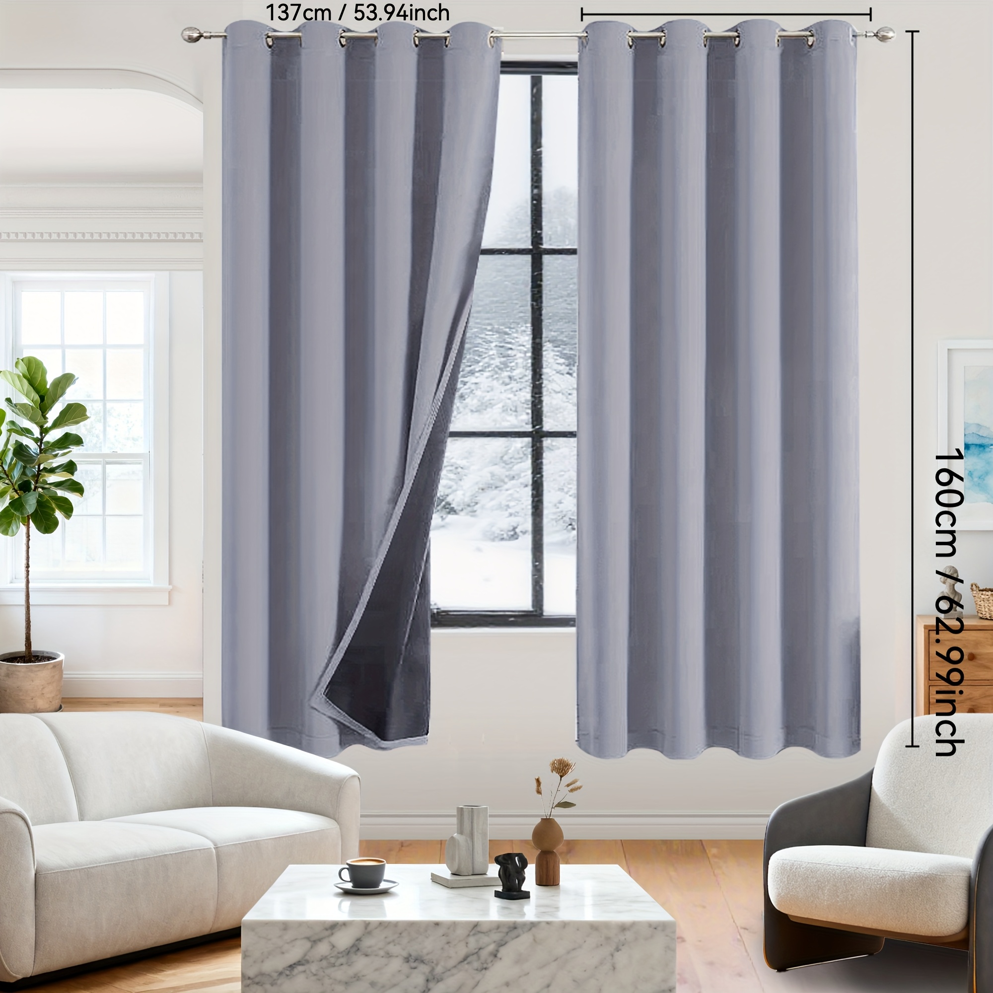 TEMU 2pcs 100% Blackout Curtains, Grommet Hanging Style, Suitable For Christmas, Halloween And Other Holiday Decorations, Privacy Protection & Noise