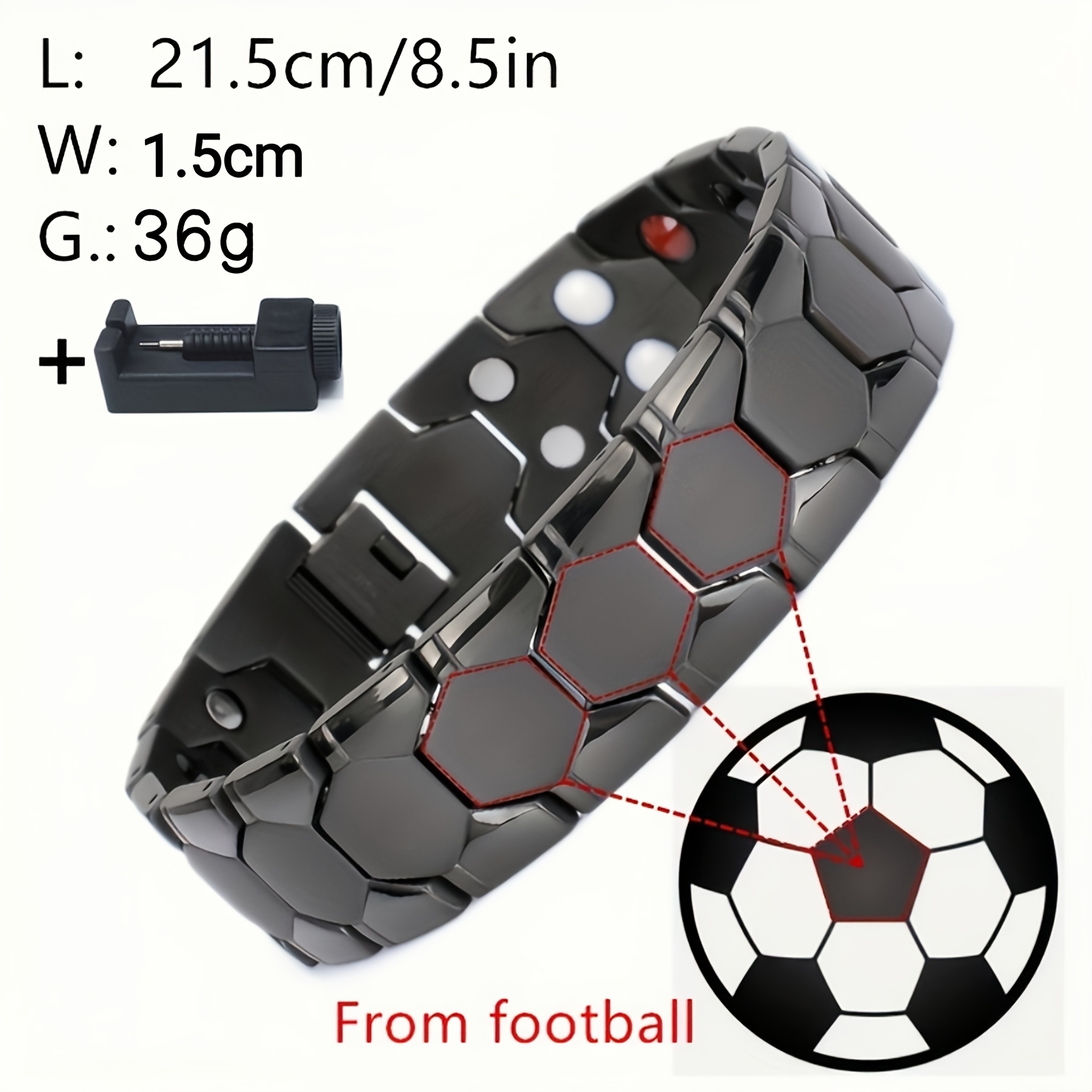 3pc Men's Magnetic Titanium Bracelets, Retro Hexagonal Design