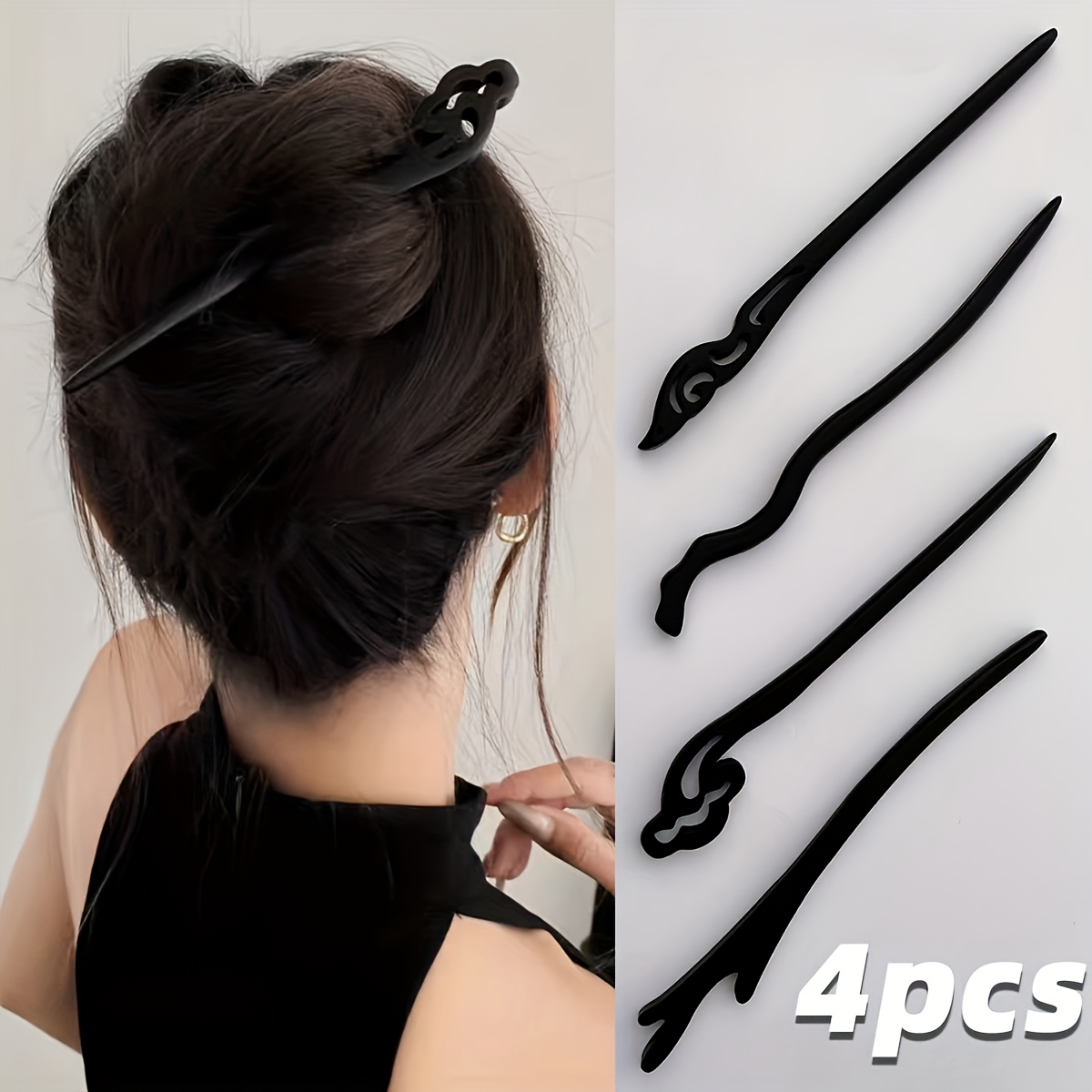 TEMU 4pcs Épingles à cheveux en polyvalentes, accessoires de coiffure rétro