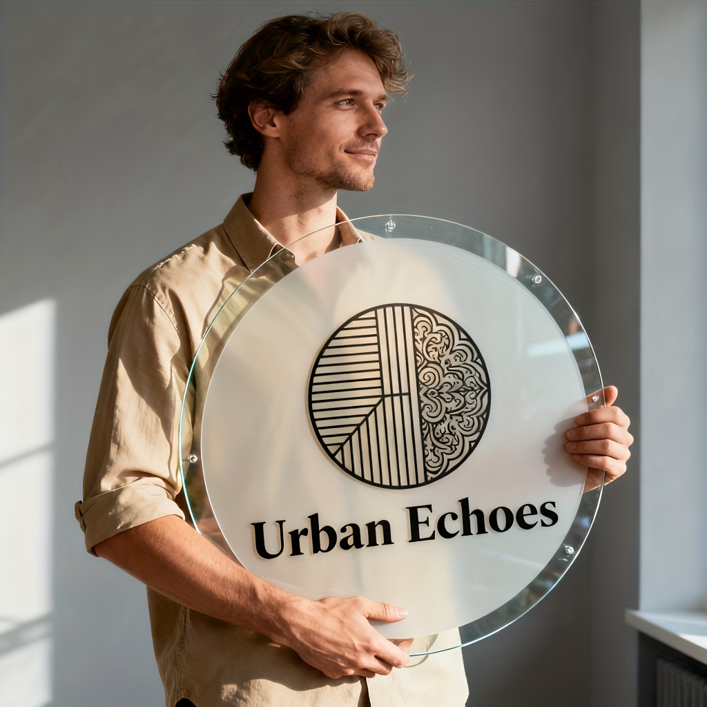 TEMU 2d Flat, Custom Round Acrylic Logo Sign - Personalized Business Plaque With Logo/name/phone/address, Wall-mounted Signage Suitable For Coffee