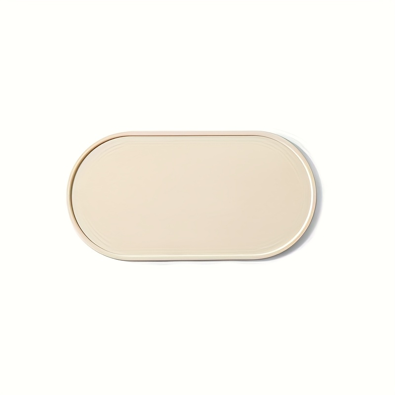 Image of 1pc Green/beige Oval Silicone Placemat, High Quality & Heat-resistant Kitchen Table Mat With Elegant Design For Dining, Home Decor