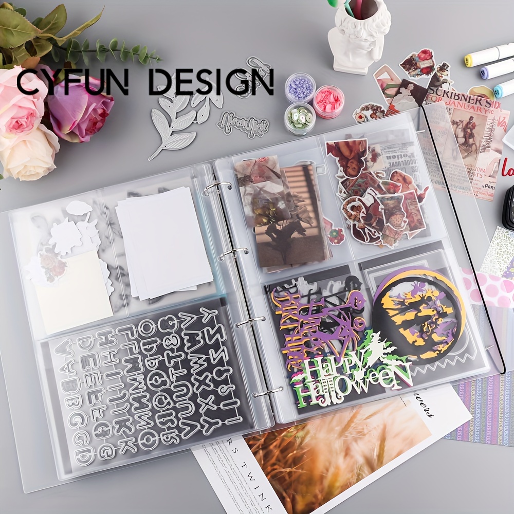 

Cyfun Design A4 Scrapbooking Organizer - Multipurpose Binder With Envelope Storage Pockets For Stamps And Cutting Dies