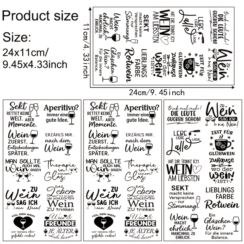 E-shop 4 Blätter/Satz, Weinbar--Dekoration Weinglas-Transfer, UV-DTF-Transferpapier, wasserfest, kratzfest, geeignet für Tassen, Kaffeetassen,