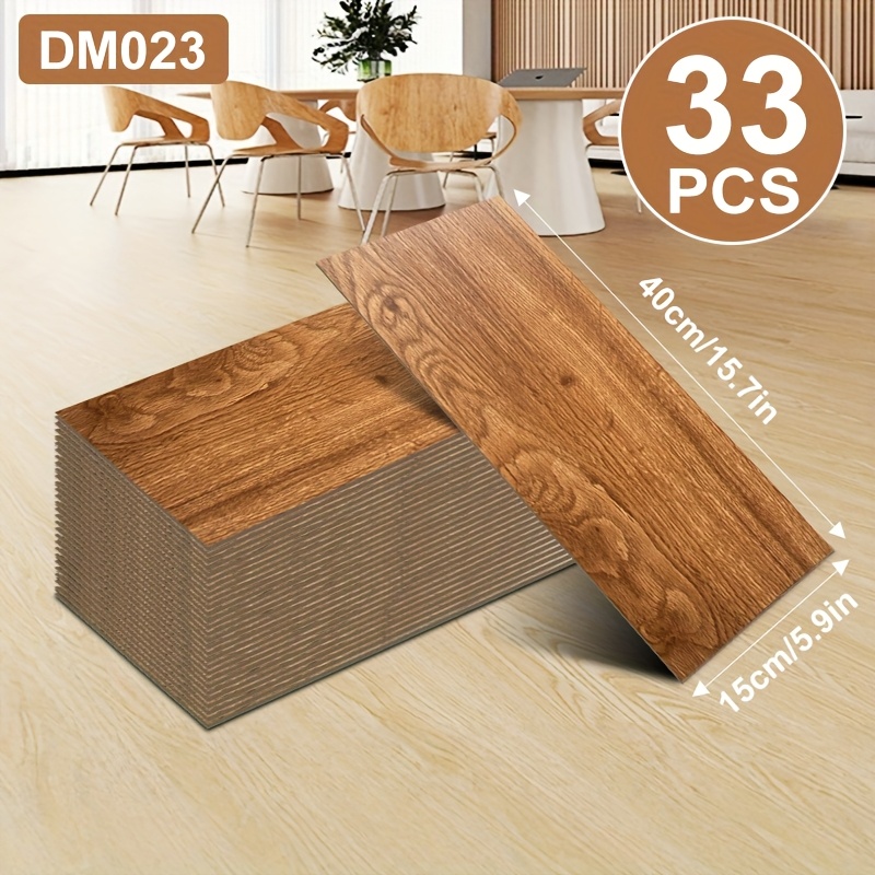 E-shop 33-teiliges Holzmaserung PVC Bodenkleber, Selbstverklebend für den Heimgebrauch, Verdickt, Verschleißfest und Wasserdicht, Geeignet für