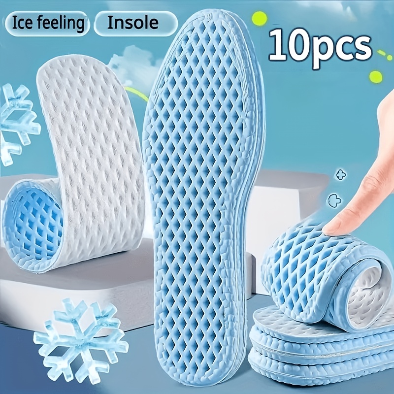 10 stück (5 sets) sommer cool-feel einlegesohlen, barfuß-einlegesohlen, schweißabsorbierend, feuchtigkeitstransportierend, weich und bequem, wiederverwendbar,   für alle schuhtypen, 5 paare  , lila/blau