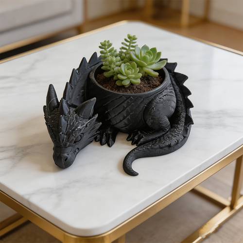1pc dragon shaped desktop small flower pot durable plastic material desktop decoration ornament flower pot ornament office ornament desktop pet shaped flower pot suitable for home office and bedroom applicable for succulents