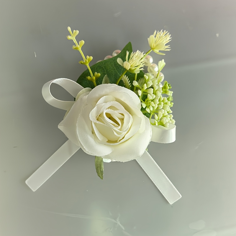 Yean Light Up Wedding Boutonniere - LED Groom Rose Flower With Red Lights For Suits & Prom