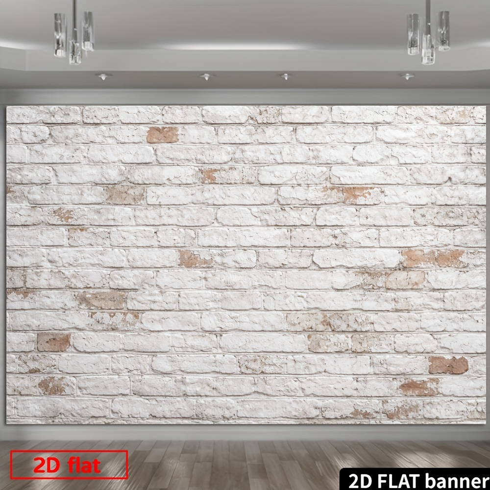 1pc White Vintage Distressed Brick Wall Panel, Photo Backdrop